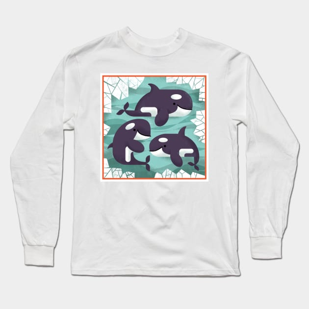 Orcas Long Sleeve T-Shirt by Gareth Lucas